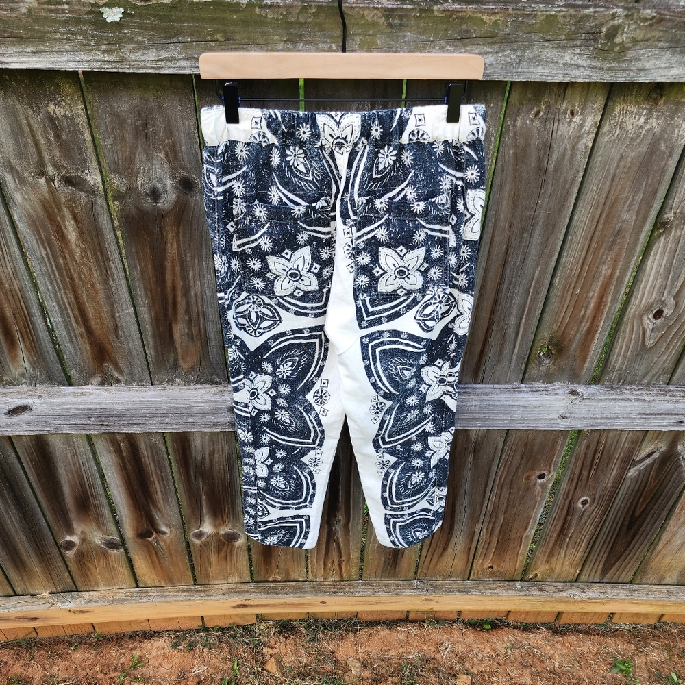 Pilcro Surf Linen Paisley Pants Women’s XS Anthropologie Drawstring‎ Black White - Picture 6 of 10